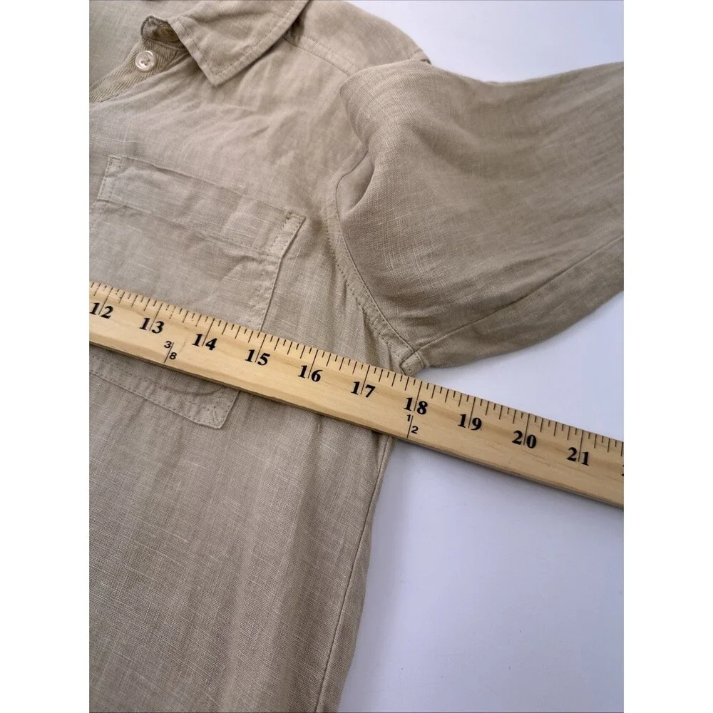 Michael Stars Eleanor Utility Shirt‎ Dress Linen Roll Tab Sleeves Natural Tan XS
